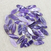 228mm new natural stone amethyst cabochon ornament long oval shape no hole bead charm making jewelry diy ring accessories 24pcs