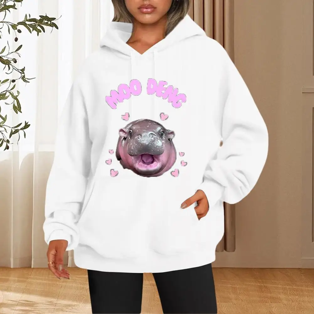 Толстовка Moo Deng свитер в стиле аниме толстовки для пар милая футболка с героями