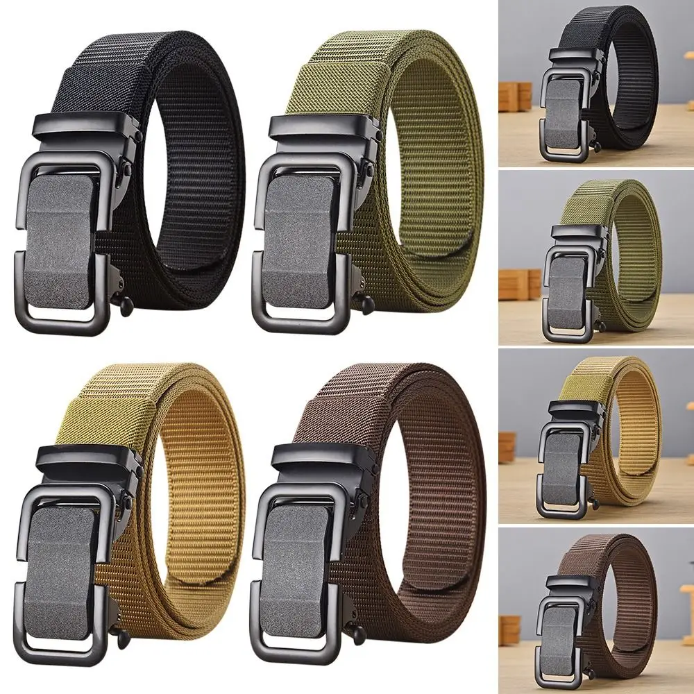 Trendy Simple Wild Style Luxury Brand Nylon Braided Belt Canvas Strap Weave Waist Band Automatic Buckle Waistband