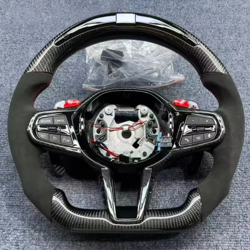 Фото Светодиодный индивидуальный руль из углеродного волокна и кожи для BMW G20 G21 G22 G26 G30 G11 G12 G31 G32 G38 M3 M4 M5 M6. №1