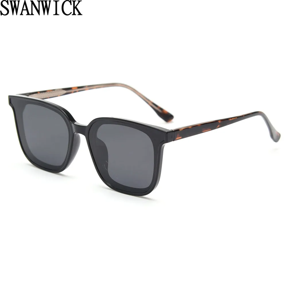 

Swanwick women summer style tr90 glasses square UV400 female fashion sunglasses polarized men acetate korean black brown gift