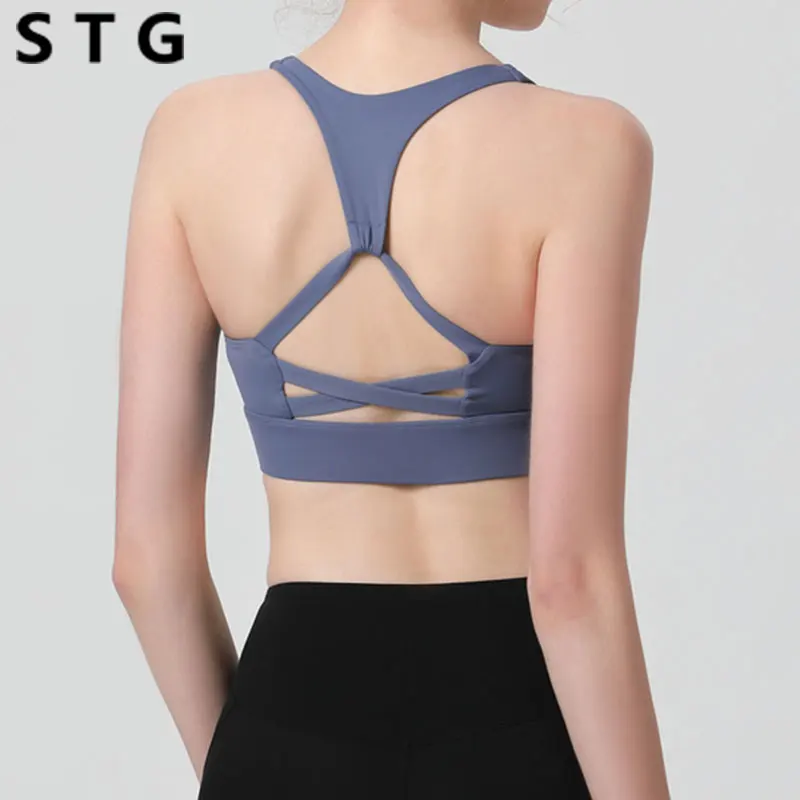 

Women's Sports Bra Short Beautiful Back Widening Straps Training Gym Top Solid Color Sexy Sportswear Outdoor Activities Bra
