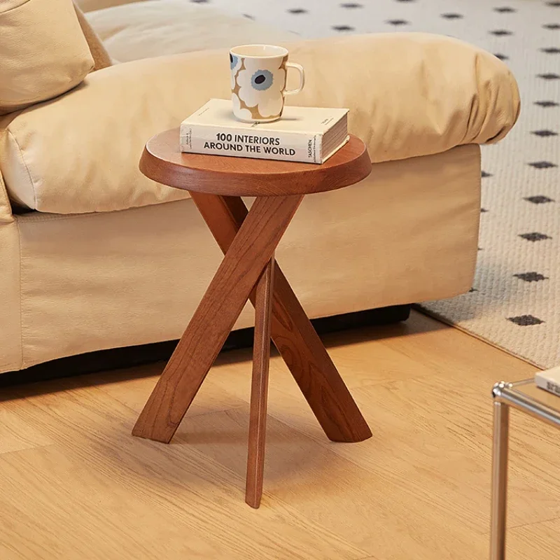 

Wabi-sabi Vintage Small Side Table with A Few Bedside Storage Corners