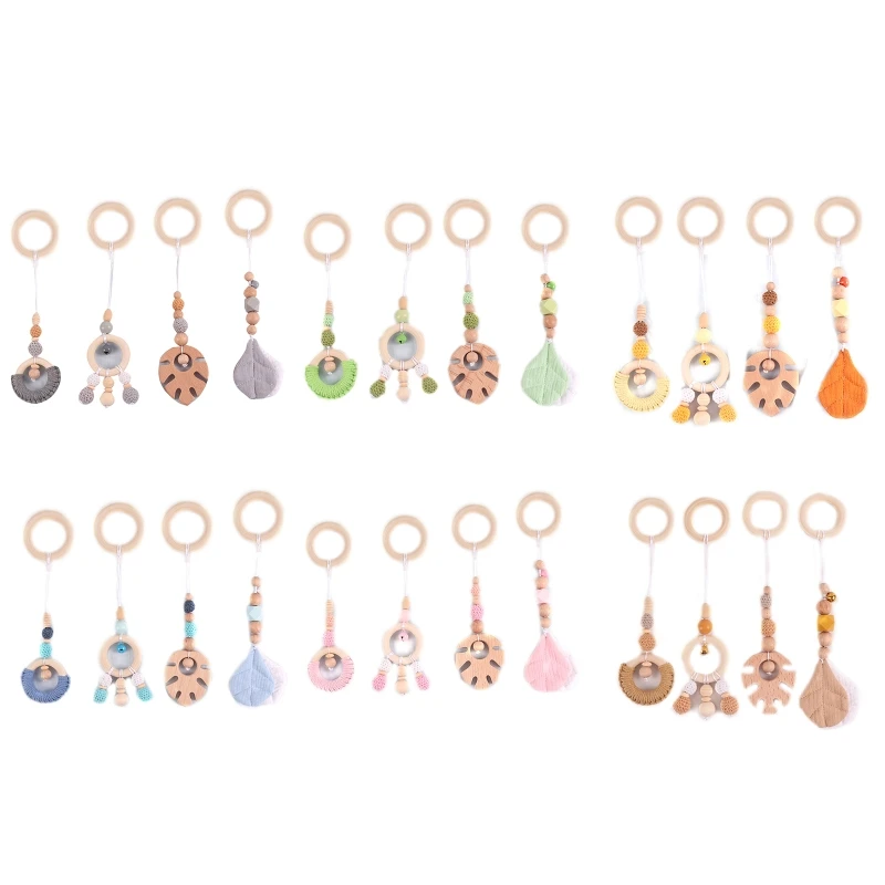 

4pcs Children Room Hanging Pendant Decoration Wooden Baby Beads Leaves Toys GXMB