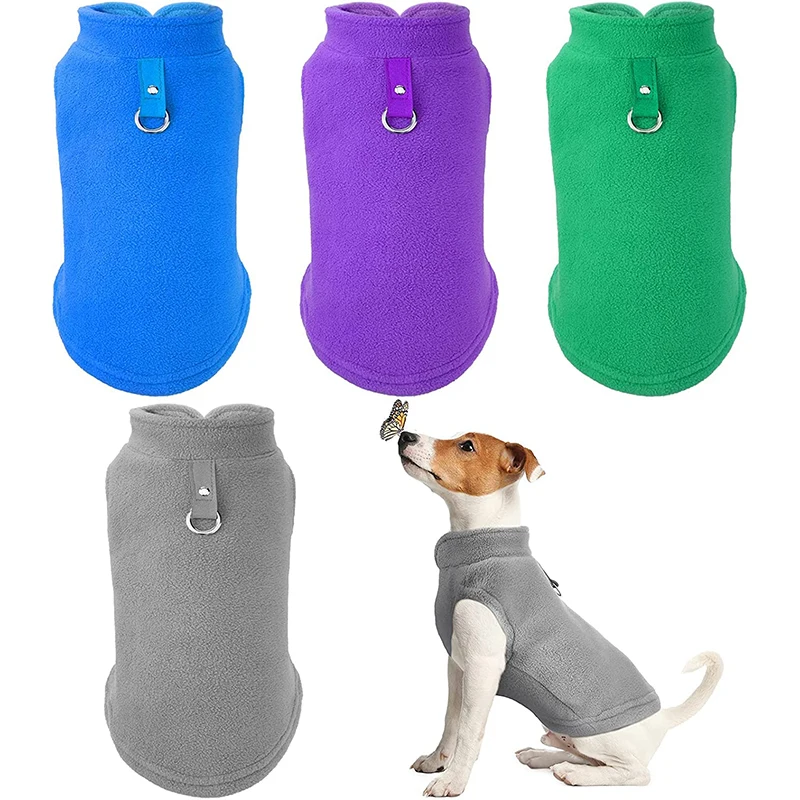 Dog Fleece Vest Cold Weather Pullover Dog Cozy Jacket Winter Warm Puppy Clothes Pet Sweater Vest with Leash Ring for Small Dogs