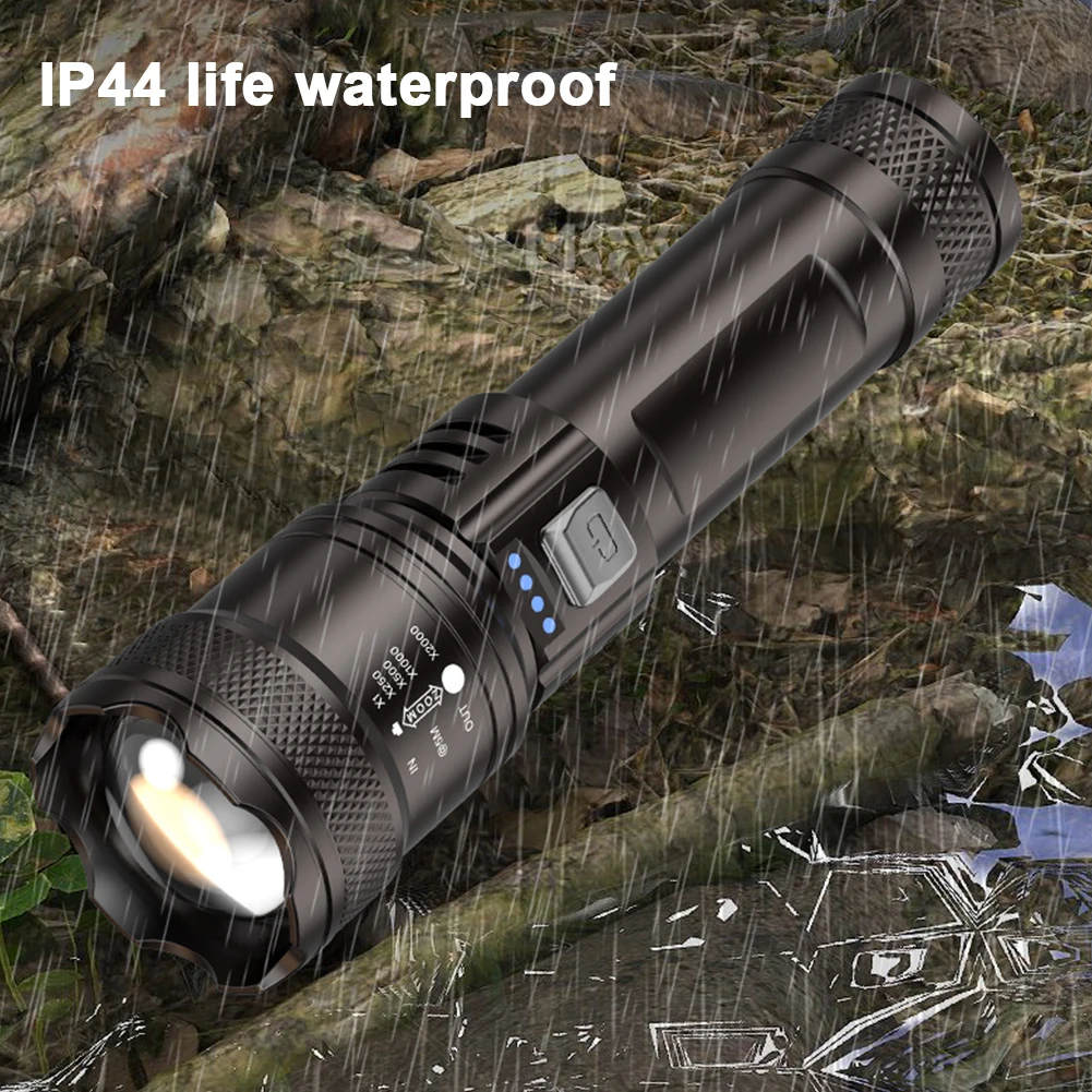 

Суперъяркий фонарик 1200 лм, USB-зарядка типа C, ручной фонарик с 3 внешними режимами, мАч, для экстренной рыбалки на открытом воздухе