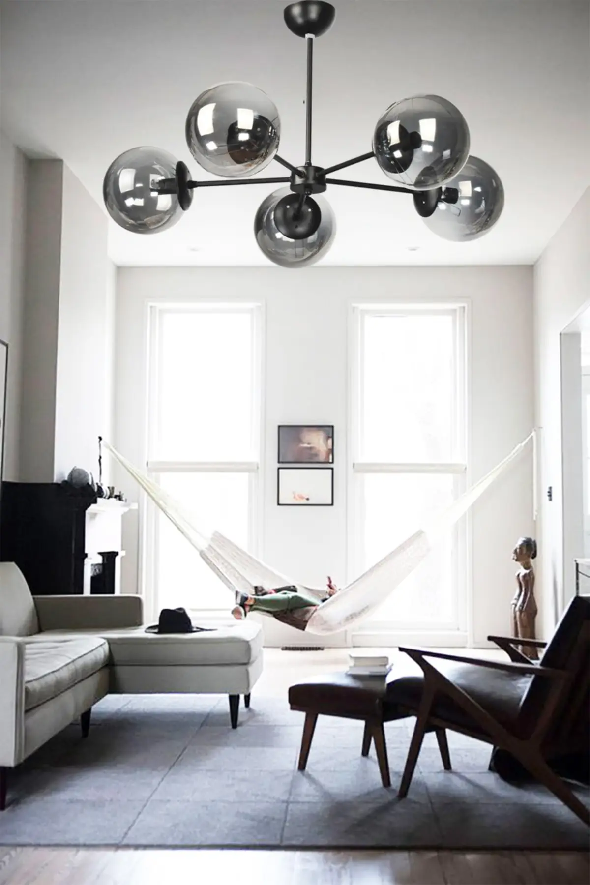 

Lighting Regina 5 Li Chandelier Metal E-14 (closed Ball Glass Fume) Black Modern Chandelier Fume