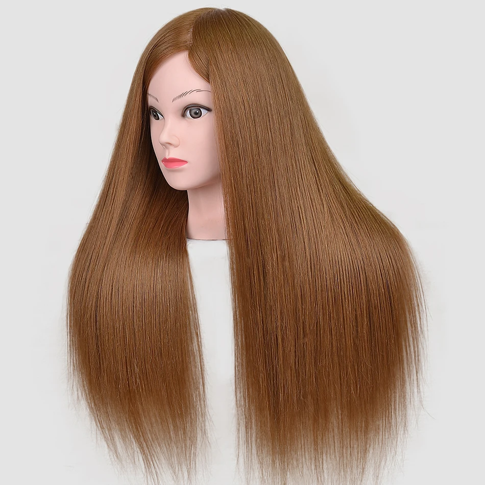 80%Real Hair Doll Head For Hairstyle Professional Training Kit Mannequin Styling To Practice Hot Curl Iron Straighten