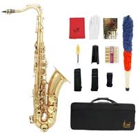professional bb tenor saxophone brass lacquered gold b flat sax musical woodwind instrument with case mouthpiece accessories