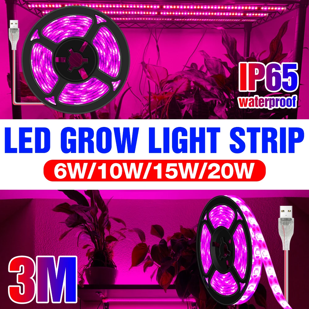 

LED Phyto Lamp Full Spectrum Grow Light USB Plants UV Lamp 0.5M 1M 2M 3M For Indoor Flower Seeds Vegetables Grow Tent Led Diodes