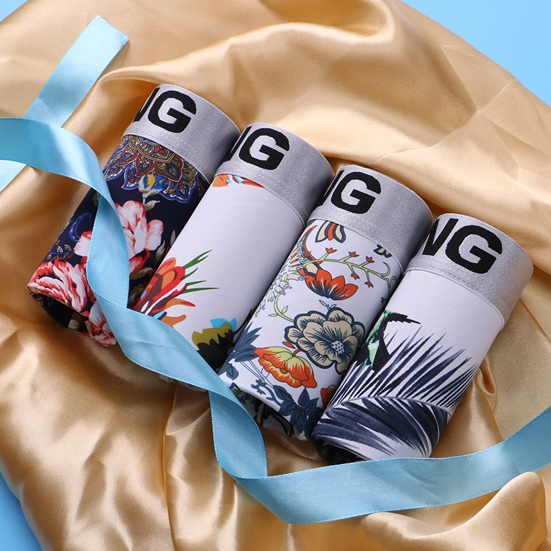

AIIOU 4PCS Mens Underwear Sexy Panties Mesh Gay Mens Long Nose Big Pouch Boxer Shorts Comforable Panties Breathable Underpants