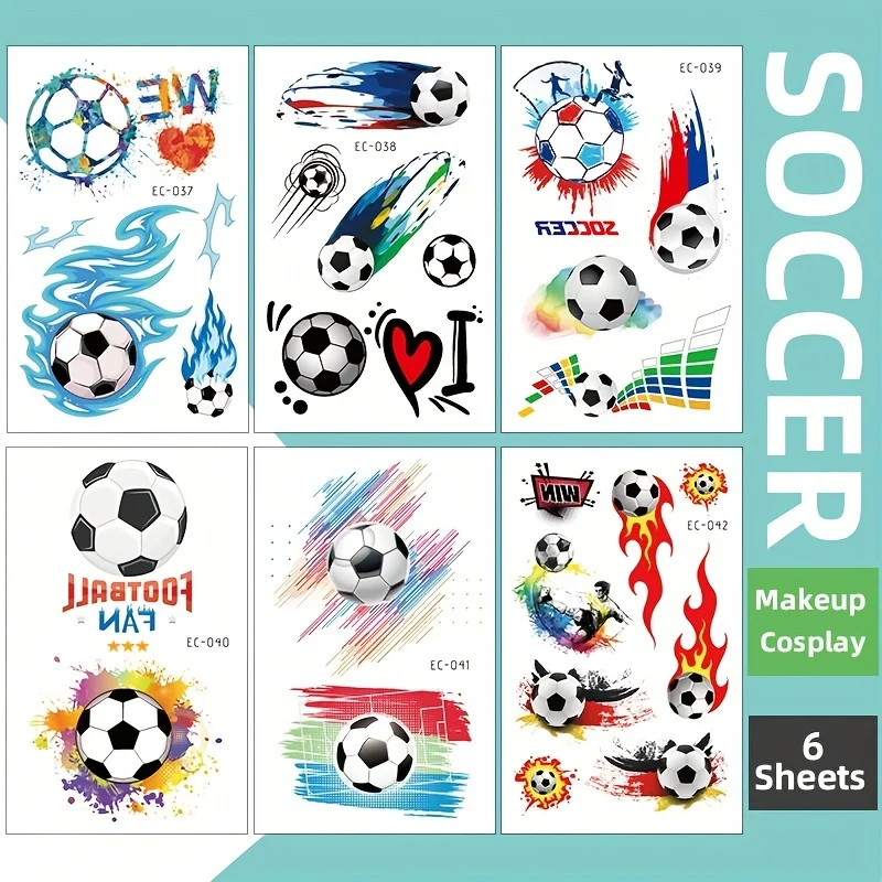 18 шт. Футбол временные татуировки наклейки красочные футбольные игры игрушки