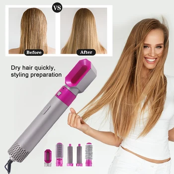 Hair Curler Curling Iron Hair Dryer Brush 5 In 1 Electric Blow Dryer Comb Hair Curling Wand Detachable Brush Kit Negative Ion 1