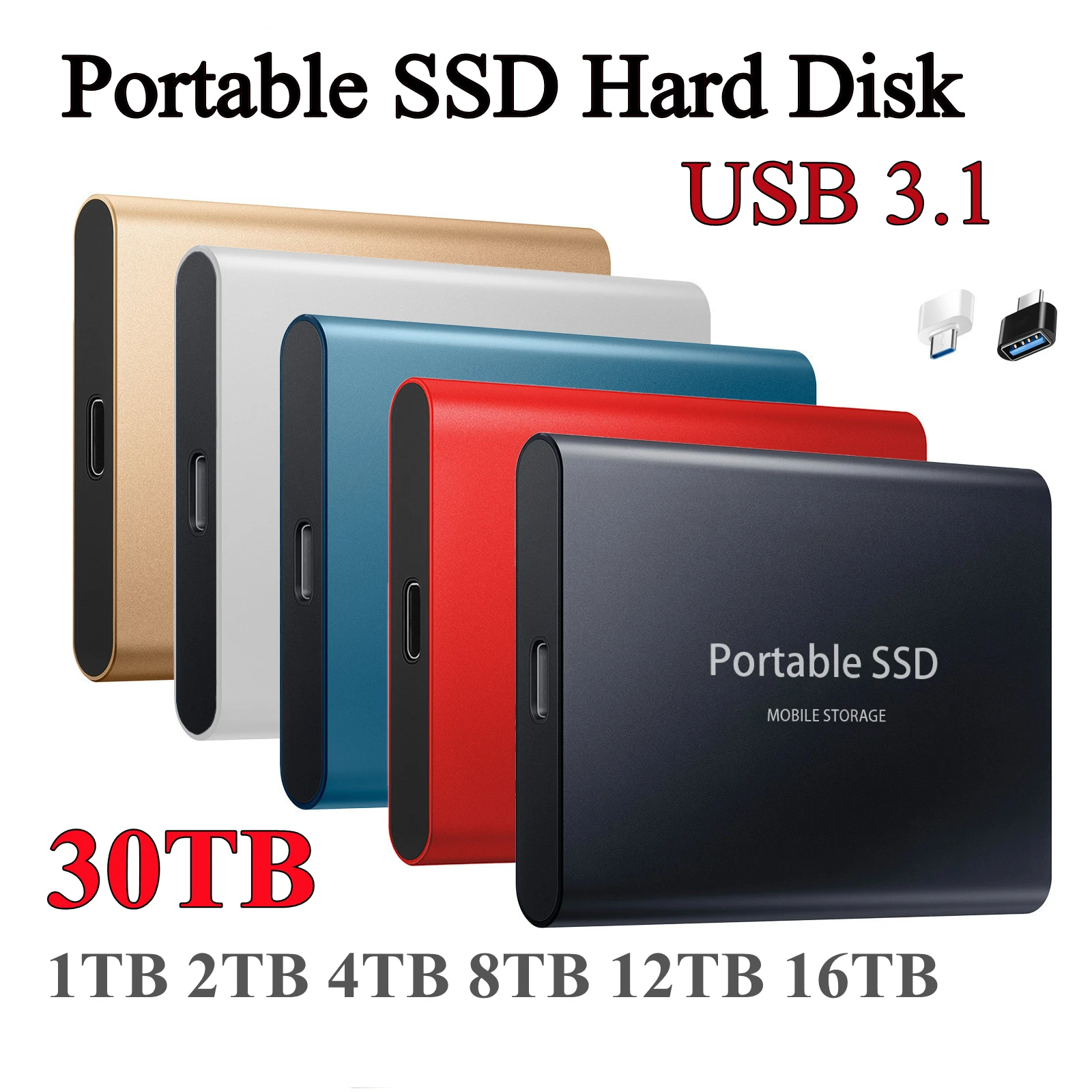 

SSD Portable Original External Hard Drive Disks Solid State Drives For PC Laptop Computer Storage Device USB 3.1 16TB 30TB HDD