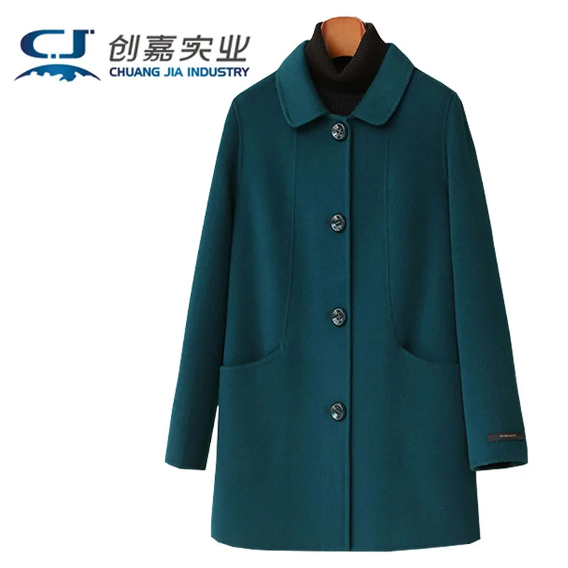 

Осень-зима 100% женское двустороннее кашемировое пальто шерстяное пальто для пожилых матерей одежда черная холодная комфортная и дышащая