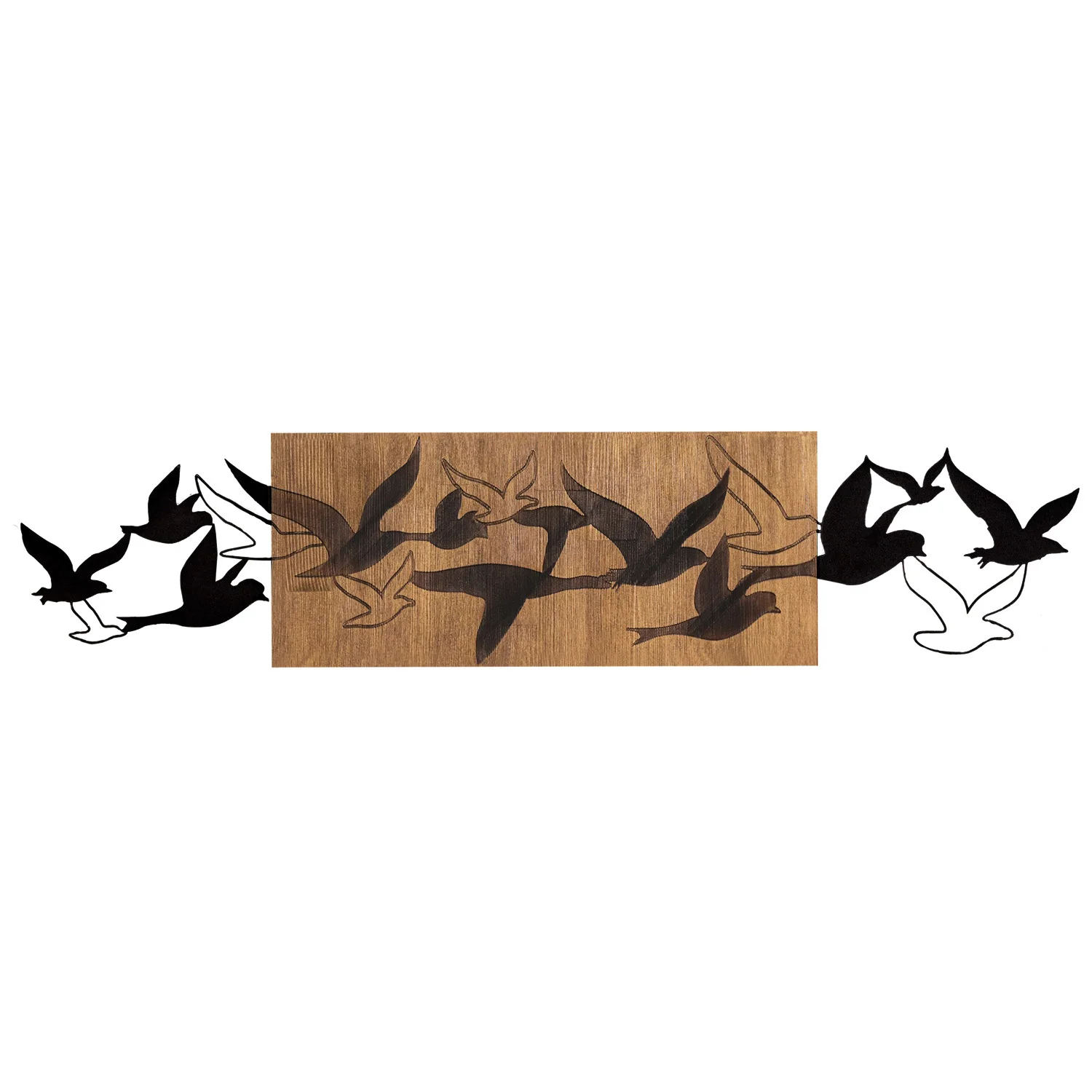 

Flying birds wooden/metal wall board 111x x Cm