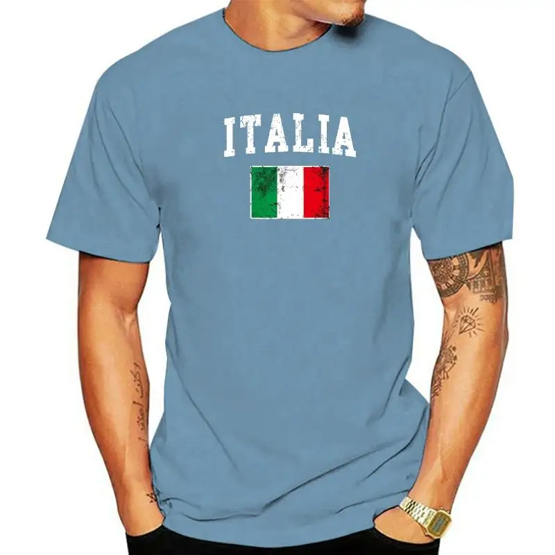 

Винтажная футболка с итальянским флагом Италии, мужские футболки, модные мужские футболки в летнем стиле