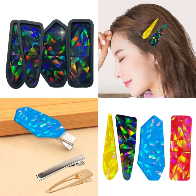 Ful  Hair Clip Resin Mold Hair Clips Silicone Mold For Diy Craft Crystal Epoxy Mold Jewelry Casting Mold