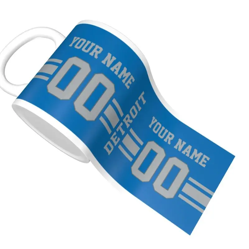 Кофейная кружка с именем и номером Детройта на заказ для фаната футбола