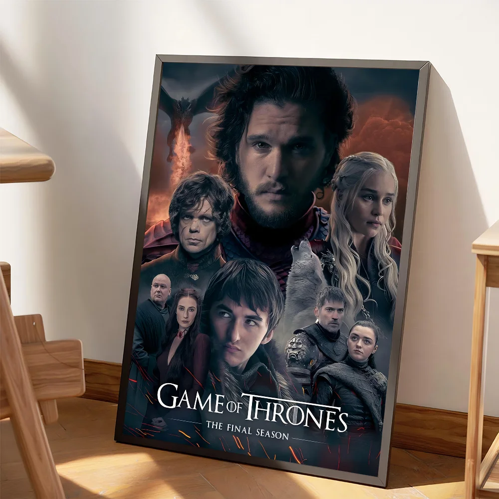 TV-G-Game Of Thrones Anime Posters Sticky Waterproof Paper Sticker Coffee House Bar Kawaii Room Decor
