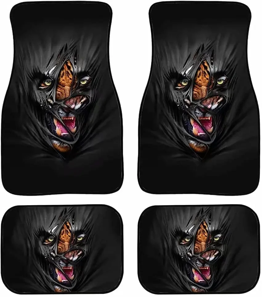 Personalized Tiger Print Universal Fit Car Floor Mats Beast Pattern Carpet Front&ampRear 4 Pieces Full Set for SU