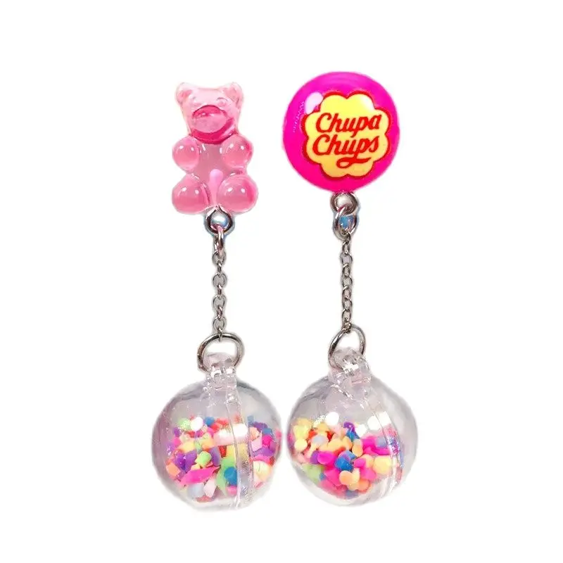 1Pair Women Stud Earring  Multicolour Resin  Charms with Gummy Bear and  Ball  Fashion Jewelry Gift