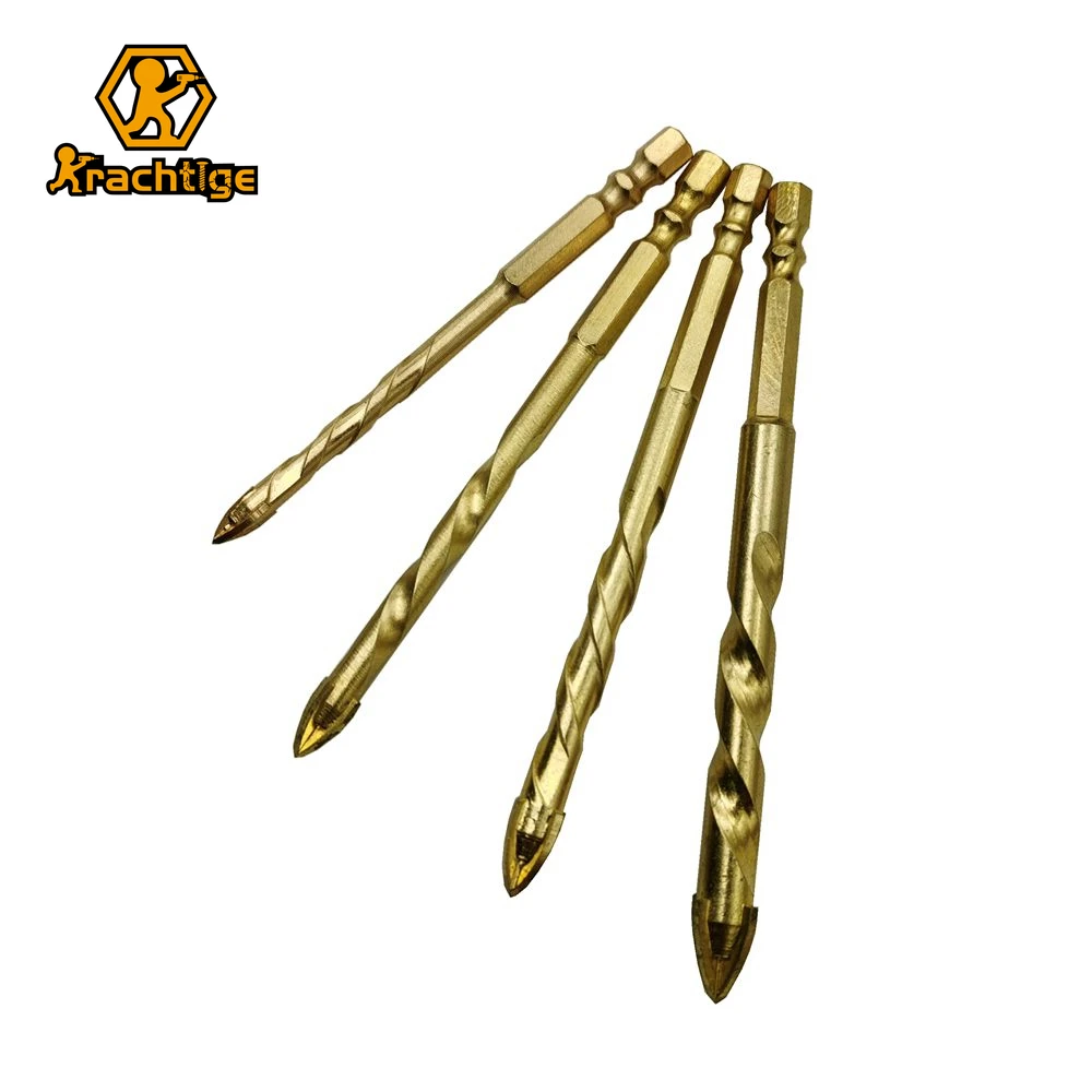 

Krachtige 4Pcs Lengthened Glass Drill Bits Set Electrophoretic Gold Process Coated for Power Tools 1/4" Hex 6mm 8mm 10mm 12mm