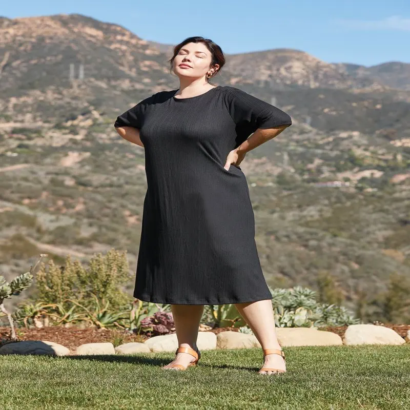 

Women`s Plus Size Short Sleeve Rib Dress