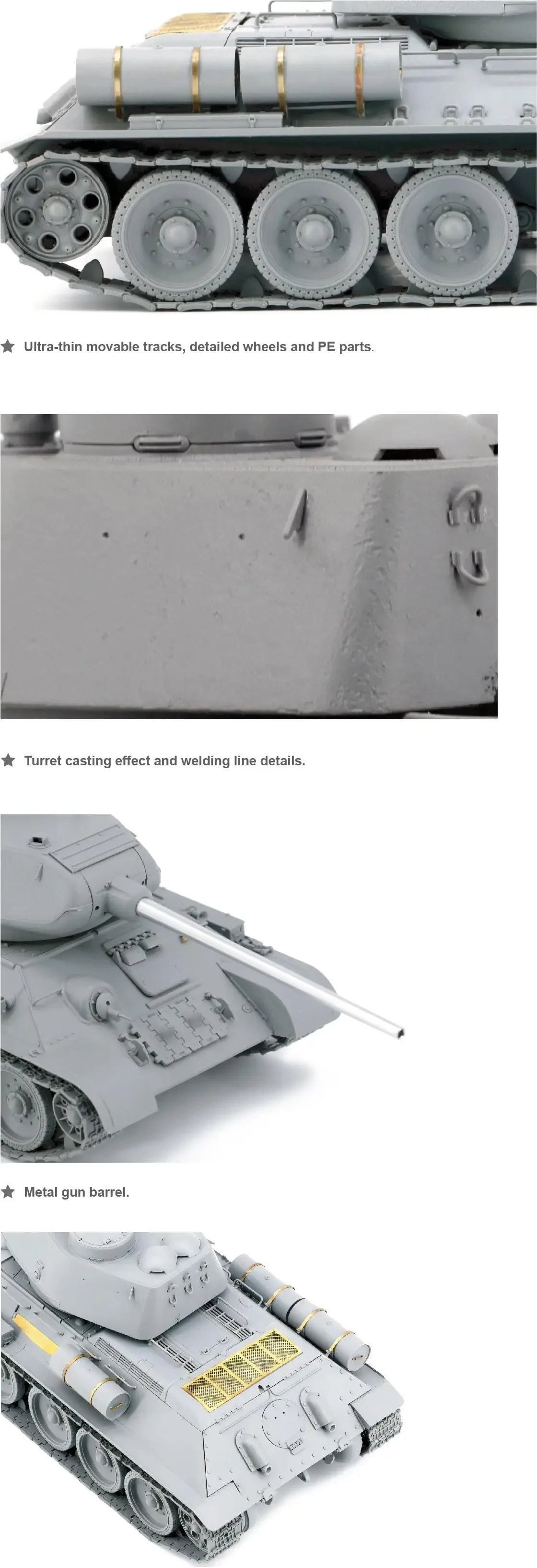Бордюр BT-027 T-34/85 COMPOSITE TURRET 112PLANT W/5RES&amp WORKABLETRACK&ampMETAL Gun