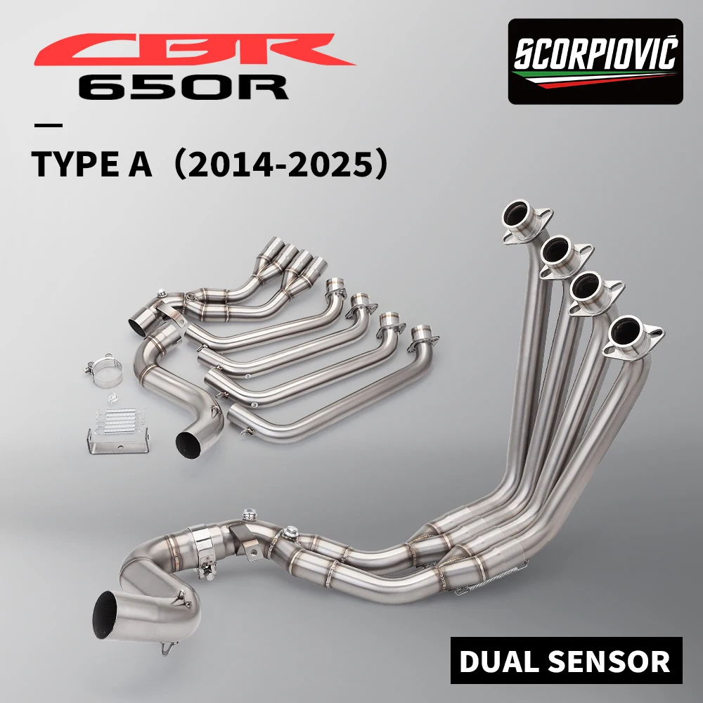 

Выхлопная трубка мотоцикла, передняя соединительная труба, полная система с двумя датчиками кислорода для CBR650R CBR650F CBR650 CB650F 2014-2025