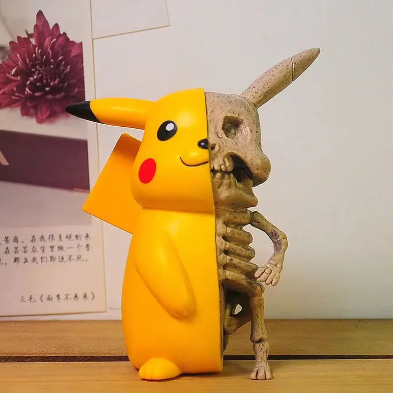 

Anime Peripheral Pokémon Thriller Anatomy Diagram Skull Bones Fat Pikachu Ornament Desktop Decorations Boy Toys ChristmasGiftPVC