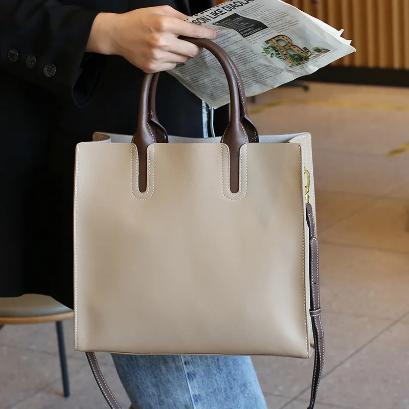 Soft Cowhide Leather Bag Women's High Capacity Fashion Shoulder Bag Lady Business Handbags Luxury Designer High Quality Totes