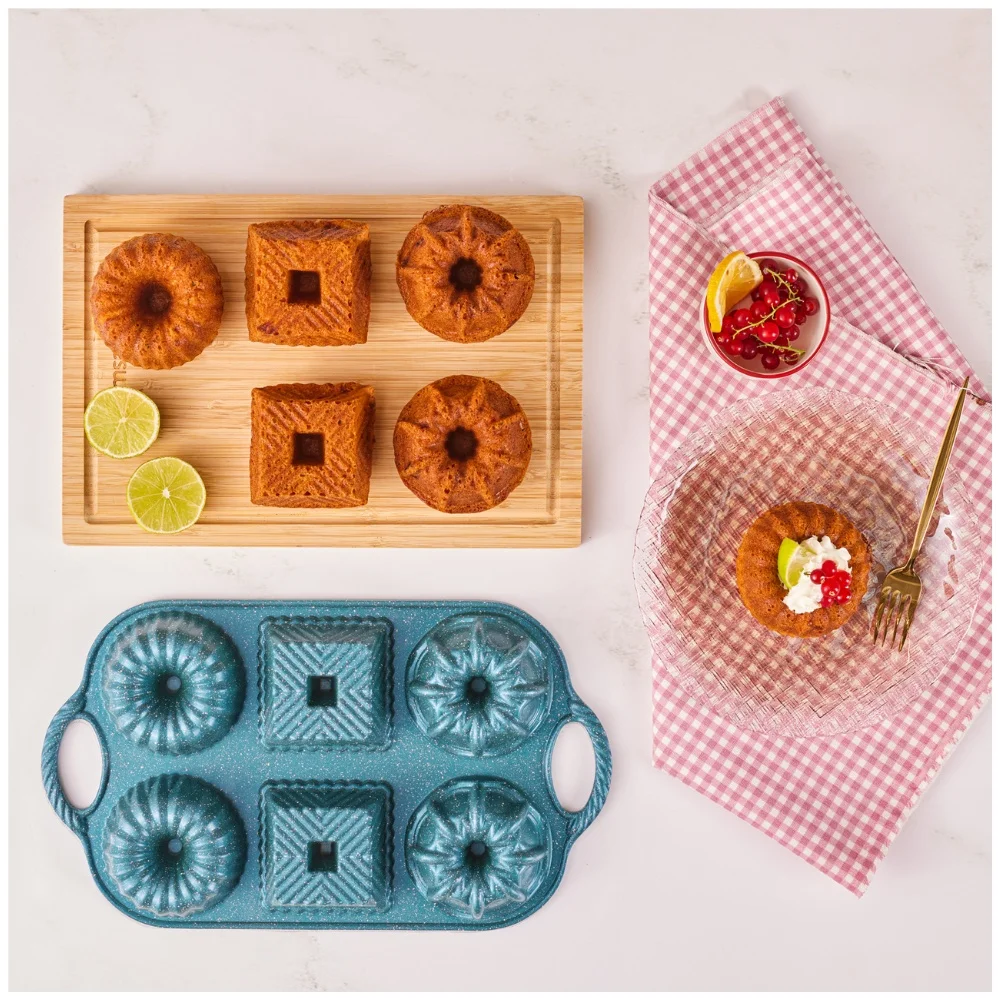 six in one model cake mold non stick granite effect and aluminum body pink gray blue golden home useful tool kitchen appliance free global shipping