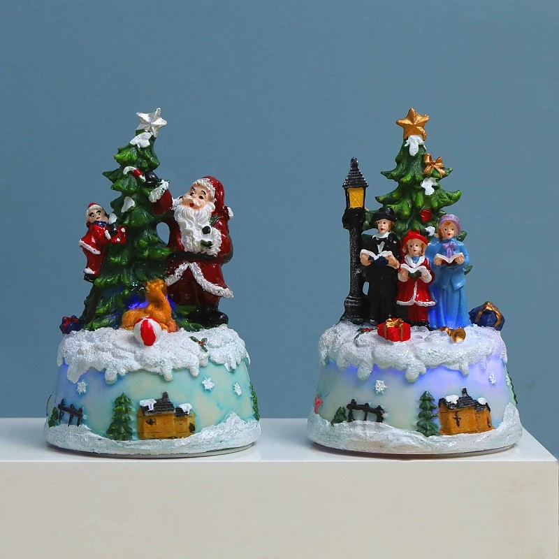 

Christmas Music Luminous Cottage Resin Crafts Christmas Decoration Gifts Christmas Ornaments