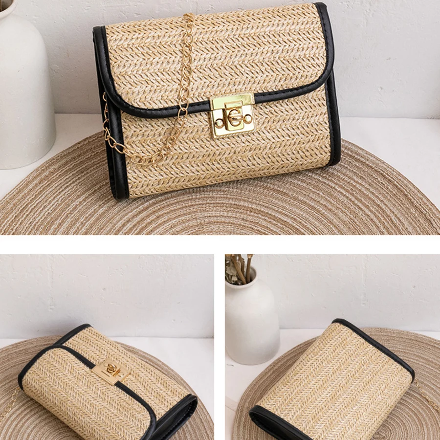 Женская Соломенная плетеная Сумка через плечо в стиле ретро плетеные маленькие