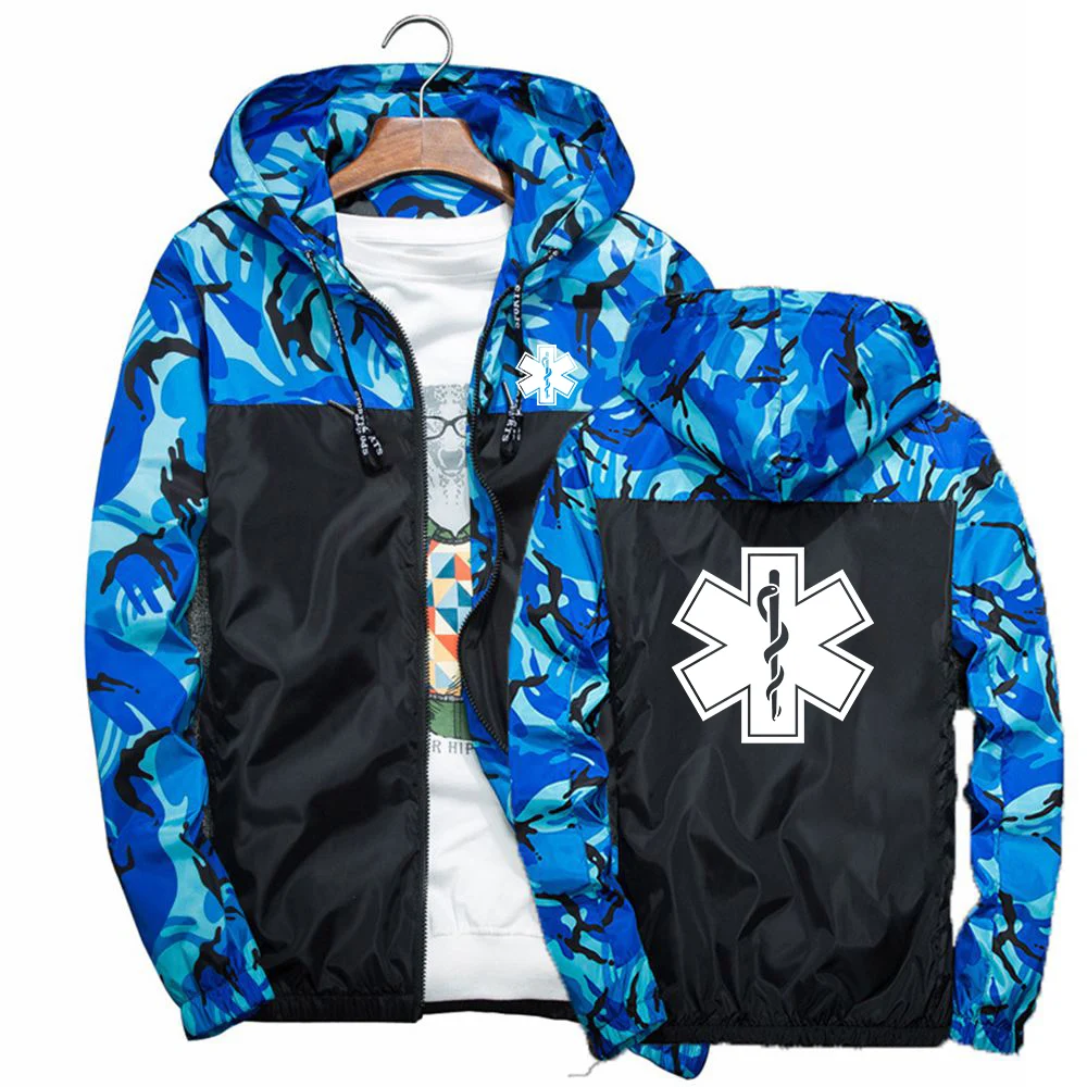 

EMT Paramedic Emergency Medical Camouflage Jacket Men Spring Autumn Casual Hooded For Men Zipper Windbreaker Outwear