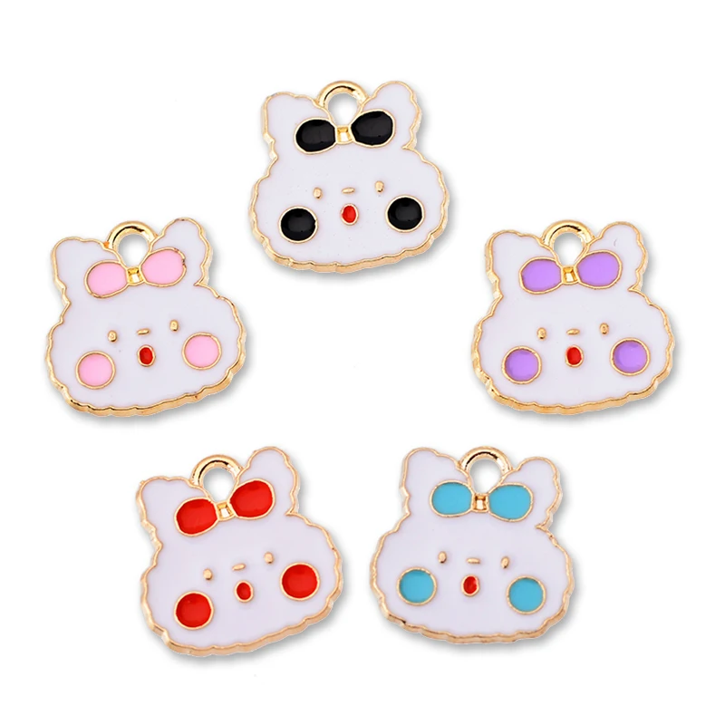 

10Pcs 14*14MM Colorful Enamel Rabbit Zinc Alloy Pendant Charm For Jewelry Making DIY Necklaces Earrings Accessories Handmade