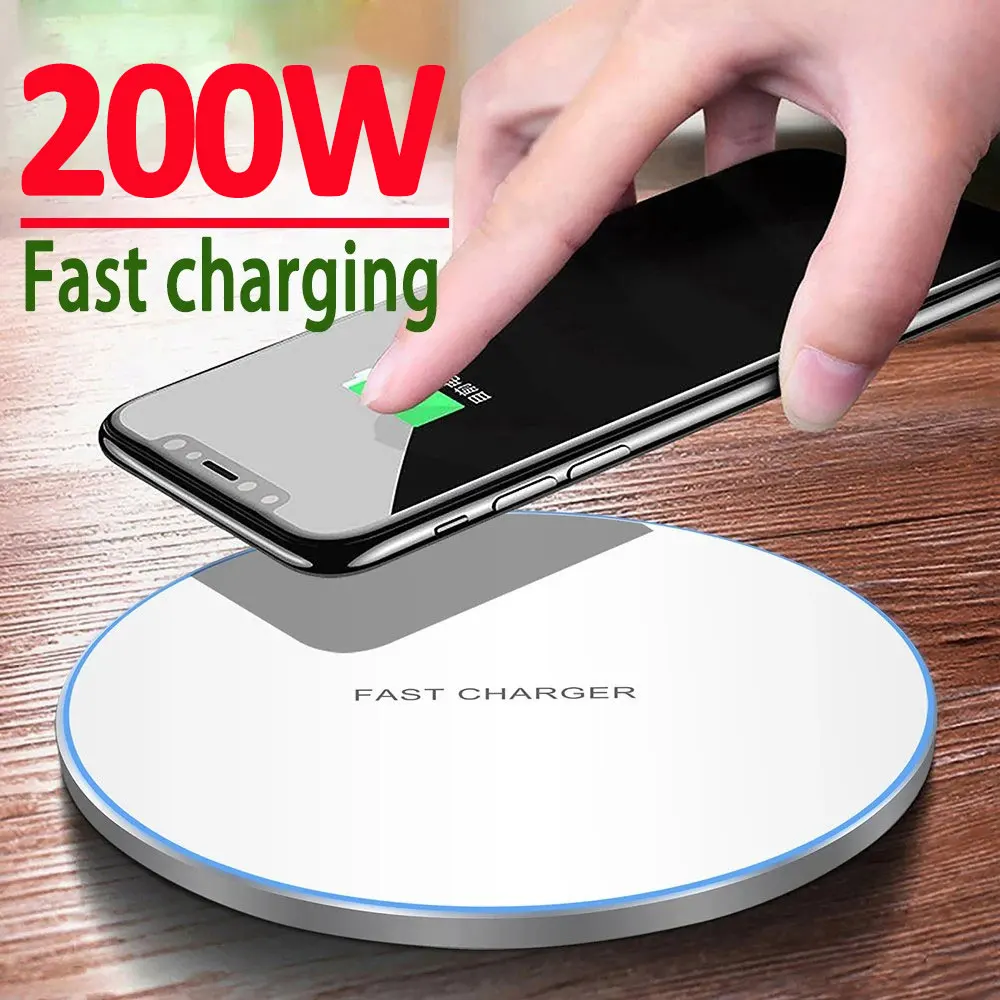 

200W Wireless Charger For iPhone 14 13 12 11 Pro XS Max 8 X XR Induction Fast Wireless Charging Pad For Samsung Xiaomi Huawei