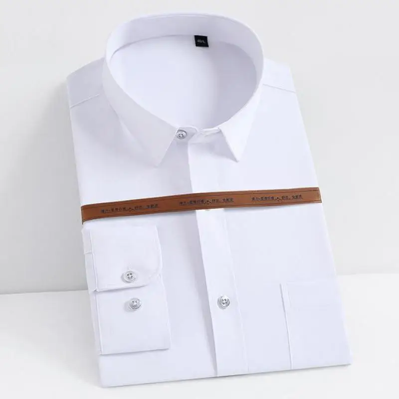 

2021 New Comfortable Soft Fabric Excellent Elastic Slim Fit Button Collar Business Men Casual Shirts Colorful