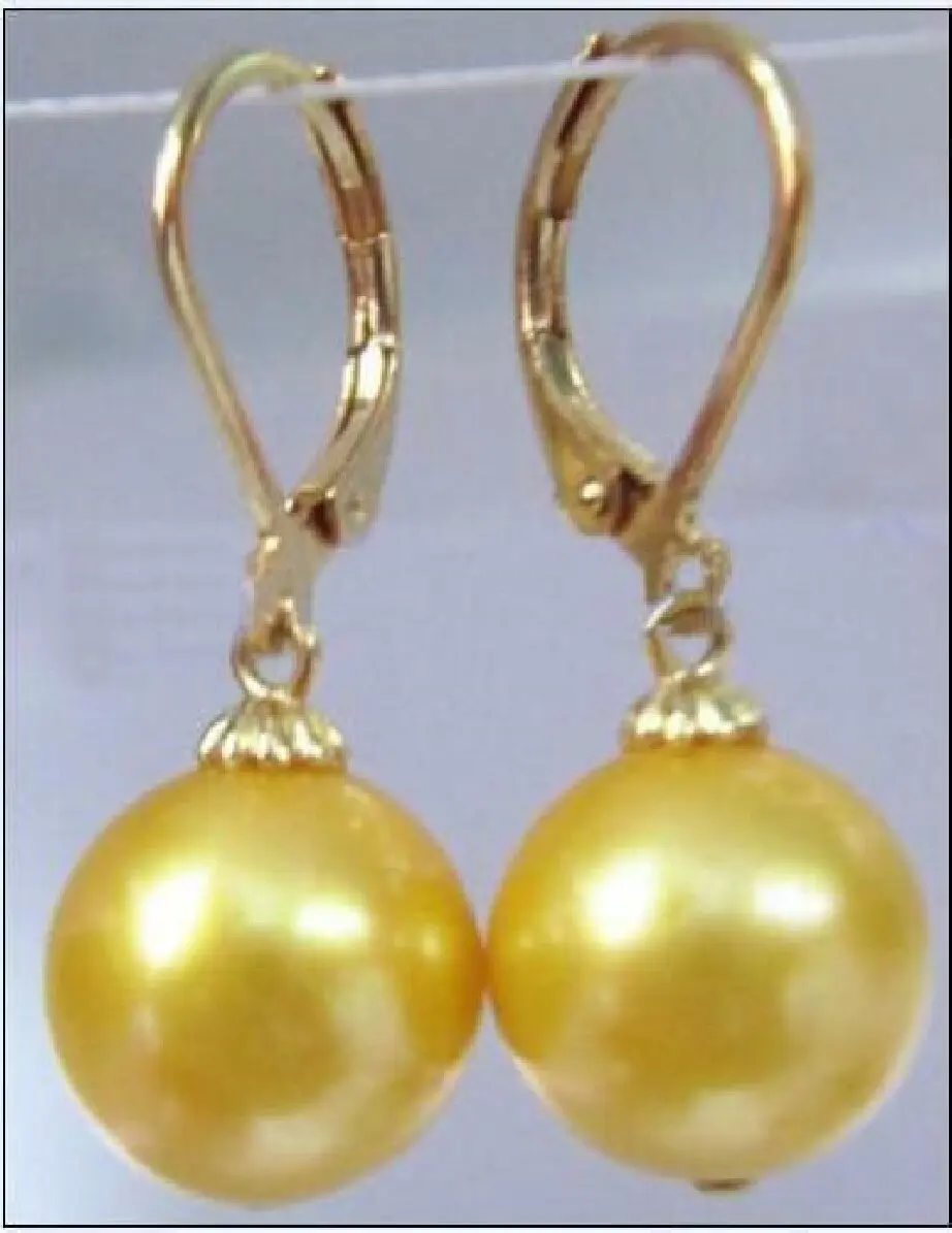 

New AAA 8-9mm Gold South Sea Pearl Earrings in 14k Gold Jewelry