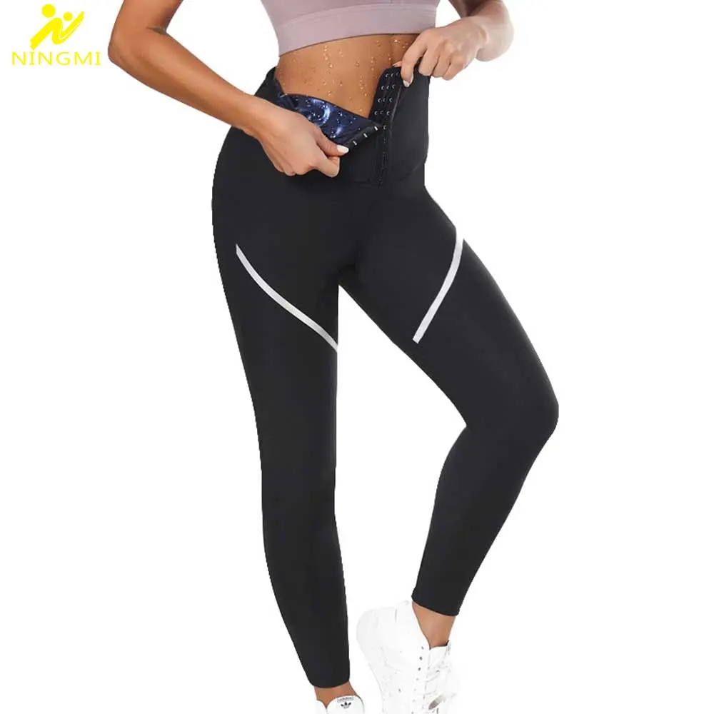 Купи NINGMI Sauna Pants for Women Weight Loss Trousers Hot Sweat Leggings Fitness Sportwear Fat Burning Ladies Body Shaper Slimming за 2,400 рублей в магазине AliExpress
