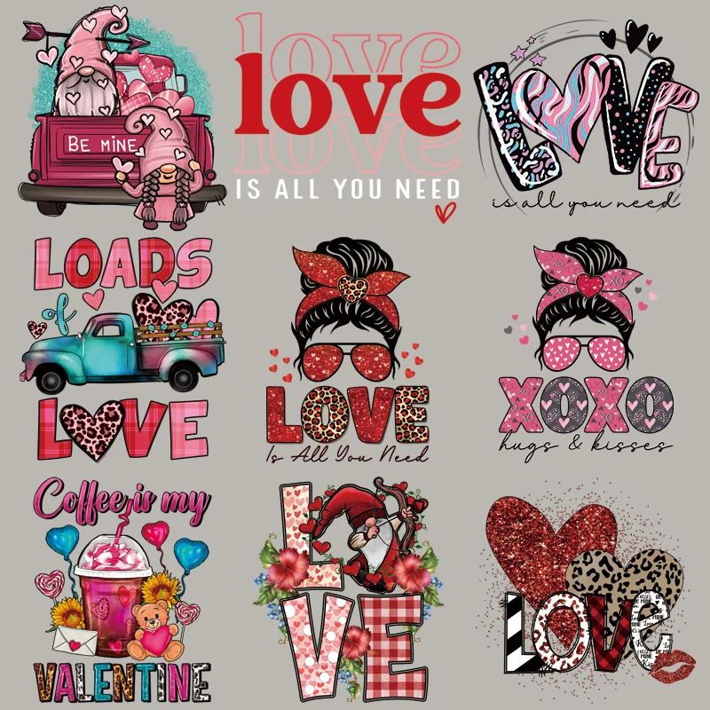 Romantic Patches For Clothes Valentine's Day Clothes Sticker DIY Sewing Crafts Heat Transfer Iron On Transfer Lovers Gift
