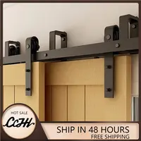 CCJH 153-422cm Bypass Barn Door Slides Hardware Kit Sliding Door Hanging Rail System J Shaped Roller Track for Double Door