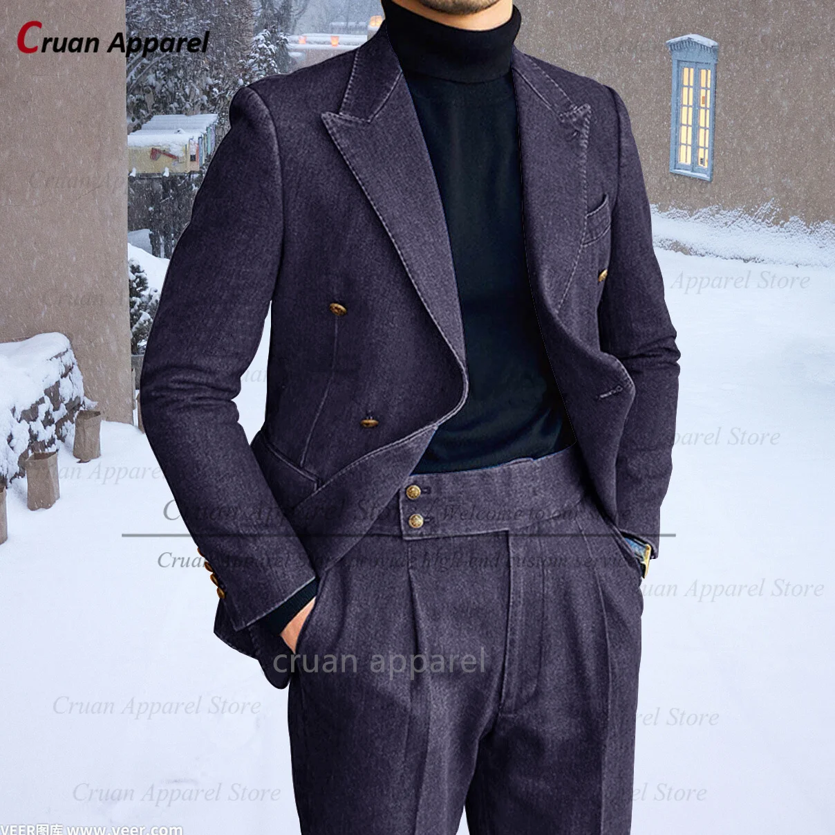 Новейшие комплекты костюмов из джинсовой ткани для мужчин повседневная модная