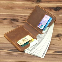 1056 retro vintage men women wallet card holder crazy horse leather purse driver license credit card bank id storage