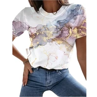 ladies 3d printing painting landscape t shirt 3d printing 2022 summer new o neck shirts hot sale