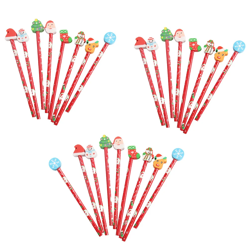 

25Pcs Christmas Pencils with Eraser Kids Suit Cases Students Stationeries