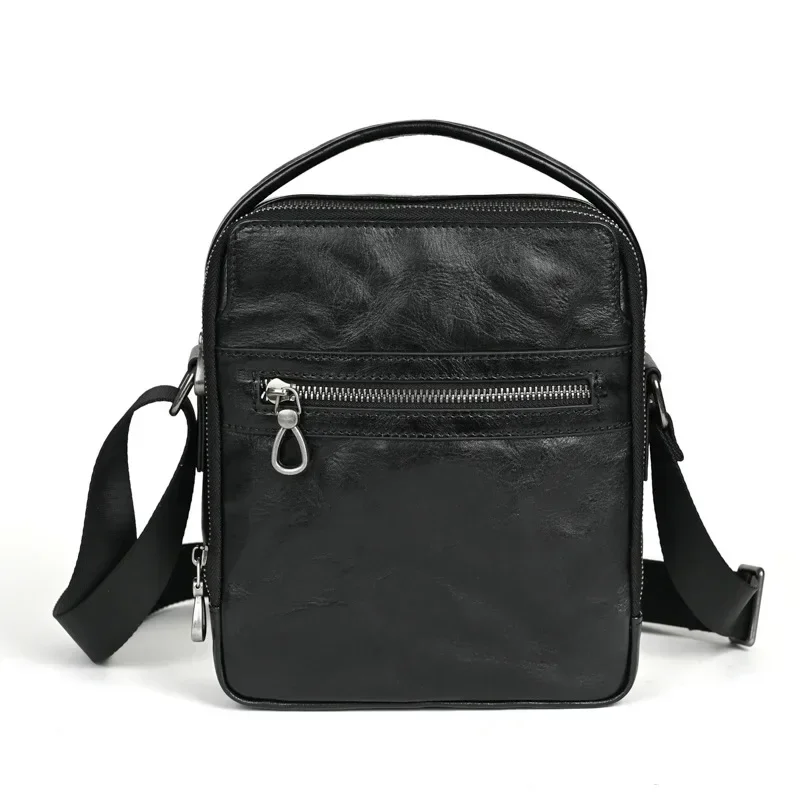 

Мужские сумки через плечо, повседневные Черные мужские сумочки из натуральной воловьей кожи, чемоданчики на плечо для телефона 23*8*19 см