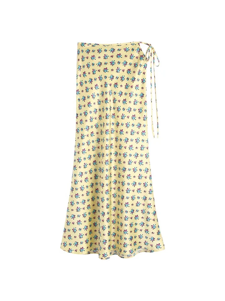 Юбка-миди Женская атласная с высокой талией и молнией сбоку |