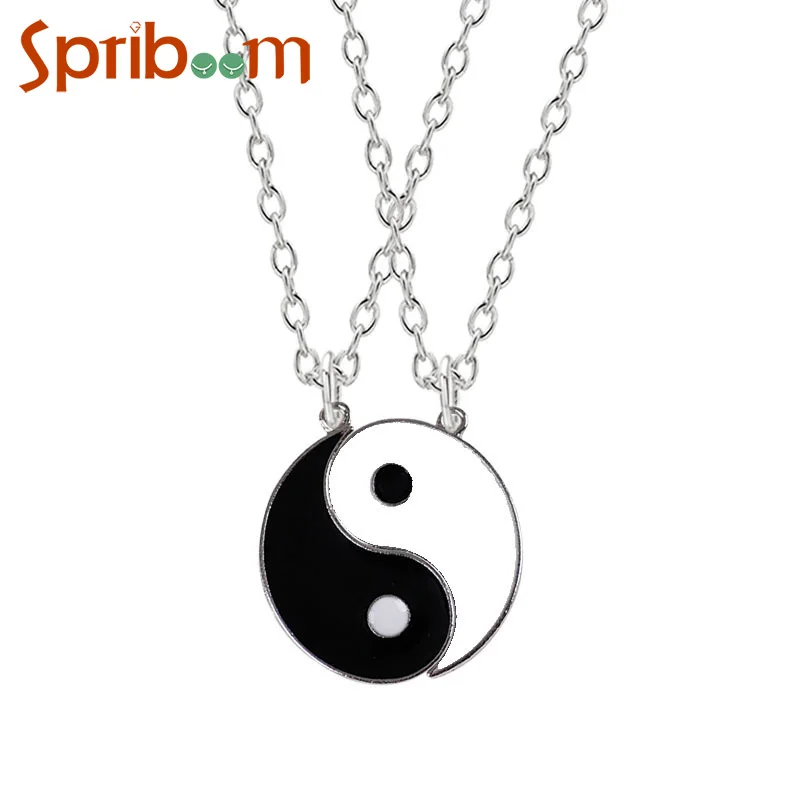 

Trendy Tai Chi Pendant Couple Necklaces for Women Men Silver Color Chain Necklace Retro Jewelry On The Neck Hip Hop Accessories